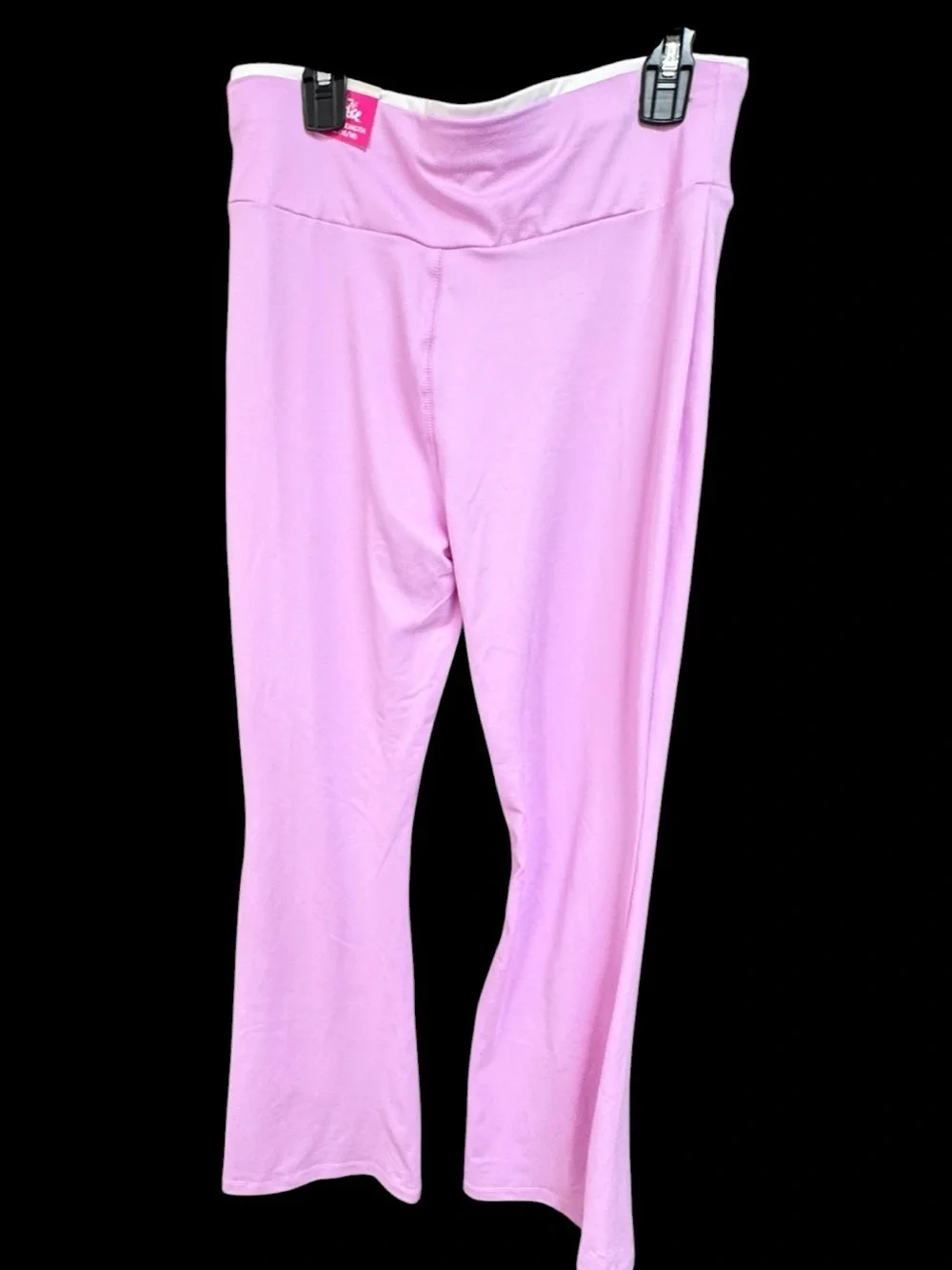 Justice pink with white Yoga flare leg Pants with crossover waistband xl